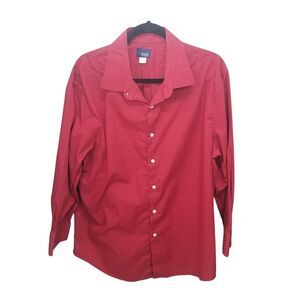 Basic Editions Mens Sz XL Red Solid Long Sleeve Dress Shirt
